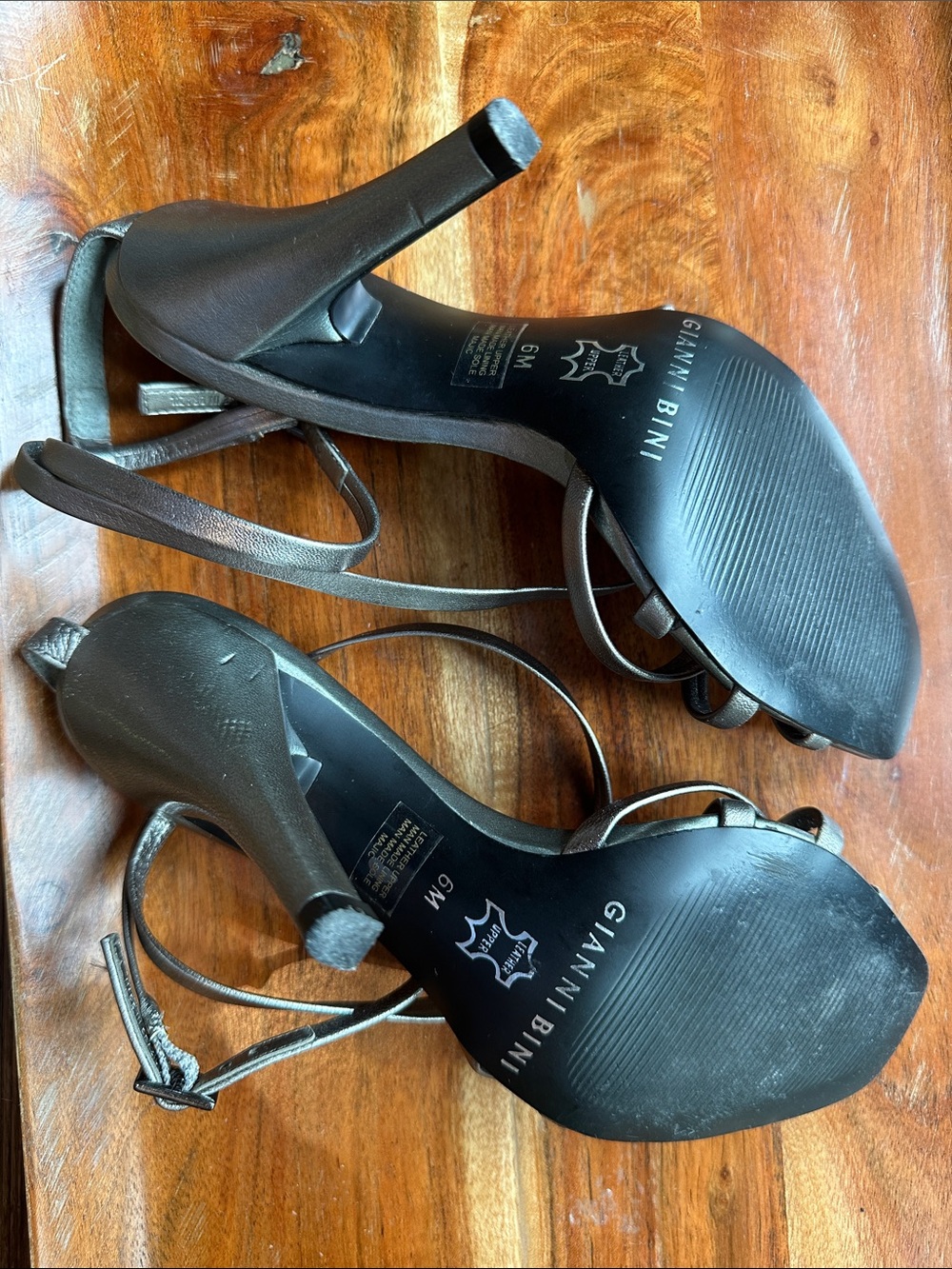 Gianni Bini Metallic Pewter Strappy High-Heel Sandals - Picture 4 of 4